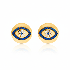 Turkish Eye <b>Stud</b> Gold Plated Earrings Turkish Handmade 925 Sterling <b>Silver</b> for Woman Jewelry - Product Image 2