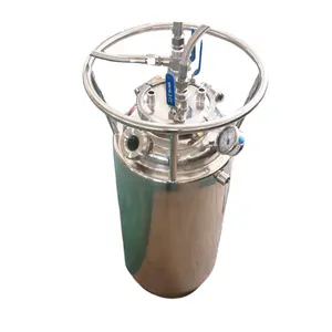 Single Jacketed Stainless steel 50lb recovery solvent tank with union sight glass and ball valve