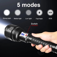 Lampe tactique rechargeable 2024 super lumineuse à haute luminosité XHP360 36 LED avec chargeur de téléphone, lampe torche LED XHP90 avec zoom