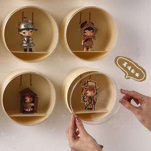 ตู้โชว์ฟิกเกอร์ป๊อปมาร์ตแบบติดผนัง ป้องกันฝุ่น กล่องเก็บของขนาด 1 ลิตร พร้อมฝาปิด ดีไซน์สีพื้น สำหรับสะสมฟิกเกอร์ของเล่น - Product Image 3