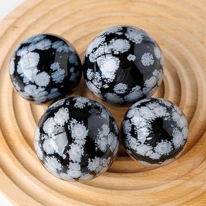 Nueva Llegada: Esferas de Cristal Natural Curativas, Esfera de Obsidiana de Copo de Nieve Pulida para Decoración - Product Image 2