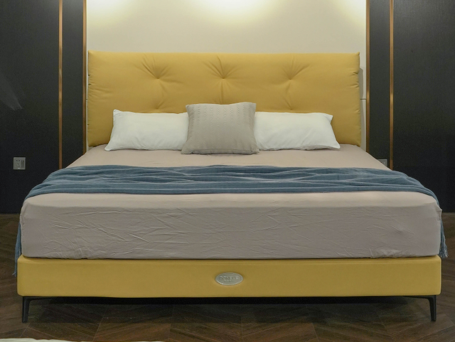 OE HOME Modern Queen Plywood Platform Bed Frame WIth Eco-Friendly Support Orange Leather Fabric For Double Bedroom Home