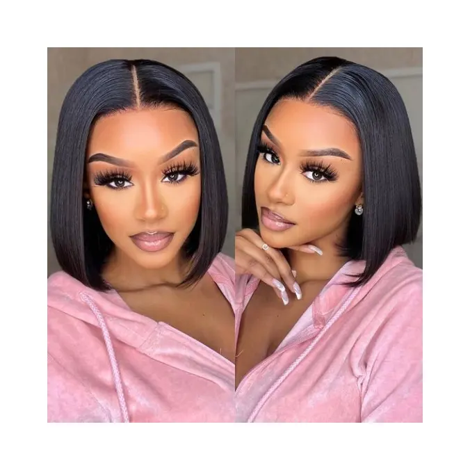 Wholesale 100% short Bob Wig Human Hair 13x4 hd lace front wig Brazilian Hd Lace Frontal Natural Wig with Frontal for women