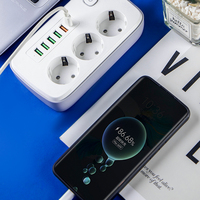 Multiprise sécurisée pour enfants avec 3 prises Schuko, ports USB 5V3A, circuit imprimé ignifuge