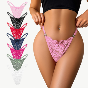 Slip perizoma da <span class=keywords><strong>donna</strong></span> con fiocco, tinta unita, traspirante, comodo, sexy, in pizzo - Outlet di fabbrica - Product Image 1