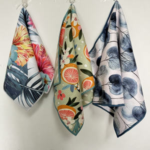 Салфетка кухонная Lihe из микрофибры с вафельной текстурой, современный цветочный принт, однотонный и клетчатый дизайн, для дома, столовой и кухни - Product Image 1