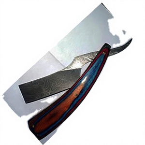 ASAP ABP-1290 Eco-friendly Damascus Stainless Steel Men's <b>Straight</b> <b>Razor</b> with Wood Handle for Face Body Shaving Barber Shop Use - Product Image 3