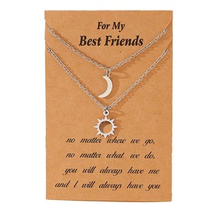 MIENTER Pendentifs <span class=keywords><strong>Collier</strong></span> pour Couples Mode Plaqué Or En Acier Inoxydable <span class=keywords><strong>Lune</strong></span> Soleil Charmes Colliers - Product Image 2