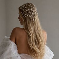 Chaîne de cheveux en maille style occidental, perles et fleurs, la plus vendue, accessoire de mariée atmosphérique, polyvalent pour adulte