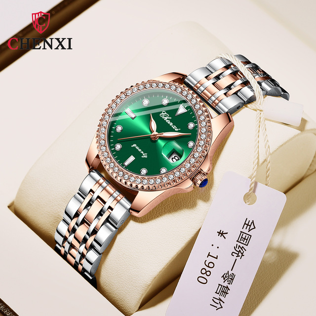 CHENXI 385 Classic Women Rose Gold Watches Luxury Ladies Quartz Waterproof Genuine Leather Wristwatch Girl Dress Bracelet Clock
