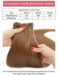 Extensiones de Cabello Remy de 30 Pulgadas, Cosidas a Mano, 200g, Gruesas, Rubias, Largas y Lisas, Teñidas - Product Image 3