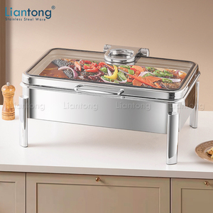 Janela De Vidro Completo Elétrico Comercial De Aço Inoxidável Hotel Restaurante Buffet Catering Equipamento 9L Food Warmer Chafing Dish - Product Image 4