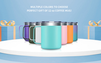 Tasse à café personnalisée avec revêtement en poudre de 16oz 14oz 12oz poignée de gobelet de voyage en acier inoxydable à double paroi et couvercle coulissant