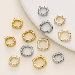 Bague carrée vintage perlée avec incrustation de zircone cubique pour accessoires de bijoux DIY, cadeau unisexe - Product Image 1