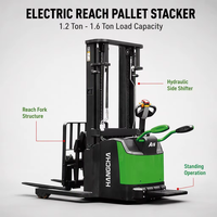 Chariot élévateur électrique HANGCHA Reach Truck 1200kg-1600kg, transpalette à conducteur debout haute portée, gerbeur à fourche, batterie lithium-ion