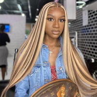 SOBOOMWIGS Highlight Balayage Ombre Couleur Corps Vague Avant de Lacet Perruque Ombre Racine Blonde Highlight Perruques de Cheveux Humains Avec Des Cheveux De Bébé