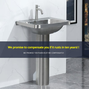 Lavabo sur pied en acier inoxydable pour salle de bain - Product Image 4