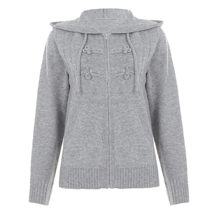 Veste à capuche en tricot surdimensionnée, sweat à capuche zippé avec boutons-pression pour femme, vêtement d'extérieur décontracté à manches longues, mode streetwear Y2K - Product Image 6