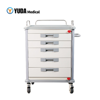 Chariot médical YUDA à 5 tiroirs avec serrure, roulettes silencieuses, certifié CE ISO, chariot à médicaments pour salle d'urgence, chariot infirmier