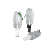 Bouteille de voyage de sport transparente en PETG de 60ml avec bouchon supérieur à rabat Bouteille de désinfectant pour les mains portable sans lavage Anneau Boucle Crochet Conception