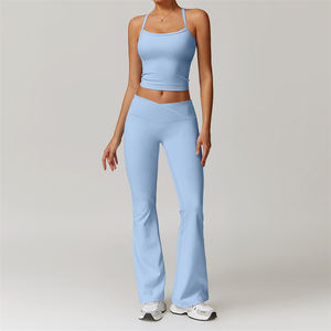 2 Potong Pakaian Yoga Wanita, Setelan Olahraga, Pakaian Atletik, Setelan Pilates, Setelan Fitness, Setelan Olahraga Gym, Bra Olahraga Push Up, Legging - Product Image 3