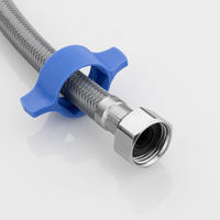 Raccord de Robinet Tressé en PET 14,5 mm F1/2 X F1/2 Double Femelle, Tuyau d'Alimentation en Eau Flexible Anti-Éclatement pour Cuisine et Salle de Bain