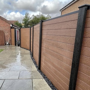 Paneles de Cercado Compuestos de WPC con Relieve Ligero y Aspecto de <span class=keywords><strong>Madera</strong></span>, con Postes para Jardín <span class=keywords><strong>Exterior</strong></span>, Kit Completo - Product Image 3