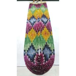 Collar de Alta Calidad con 11 Hilos de Cuentas Facetadas de Zafiro Multicapa Creado en Laboratorio, de 3mm-4.5mm, Multicolor, Certificado por Terceros - Product Image 3