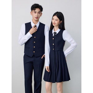 British School Style Jk Uniform Vest Set Unisex Long Sleeve No-Wrinkle Treatment Adult School Uniforms - Product Image 4