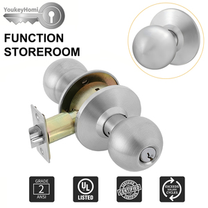 YoukeyHomi American USA Canada Commercial Stainless Steel Storeroom Keyed Cylindrical ANSI Grade-2 UL Fire <strong>Door</strong> Handle <strong>Knob</strong> Lock - Product Image 2