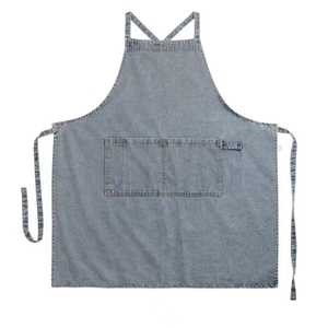 ผ้ากันเปื้อนผ้าฝ้าย100% สำหรับใช้ในครัวเรือนสีน้ำเงินใช้ได้ทุกเพศเครื่องแบบบริกรคาเฟ่ร้านอาหารโลโก้ออกแบบได้ตามต้องการ - Product Image 4