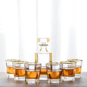 25 oz Gold Plated Glass Crystal Bourbon Decanter Set 5pcs <strong>Whiskey</strong> <strong>Jug</strong> for Household Use 750ml Capacity - Product Image 6