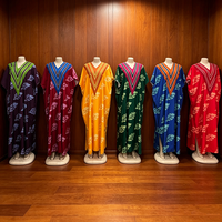 Nouvelle robe longue décontractée musulmane bicolore à col en V, coupe ample et tendance, vente en gros