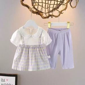 Conjunto <span class=keywords><strong>de</strong></span> Dos Piezas Personalizado para Niñas: Chaleco con Lazo y Pantalones Cortos <span class=keywords><strong>de</strong></span> Encaje, Ropa Casual <span class=keywords><strong>de</strong></span> Algodón Cómoda para el Hogar - Product Image 1