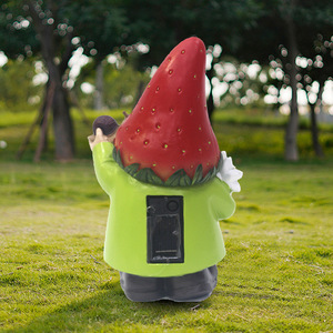 เครื่องประดับสวนรูปคนแคระหมวกแดง พลังงานแสงอาทิตย์ ทำจากเรซิ่น ตกแต่งภายนอกอาคาร มีไฟประดับ ตกแต่งสวนและลานบ้าน - Product Image 2