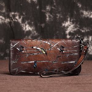 Long Wallet <b>Purse</b> for Women <b>Girls</b> Genuine Cow Leather Fashion Retro Zipper Clutch Bags Multifunction Casual High - Product Image 1