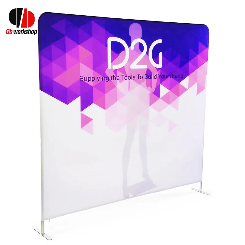 8ft 10ft 20ft exhibition background fiera roll pull up pop up display booth stretch tension tessuto display banner stand