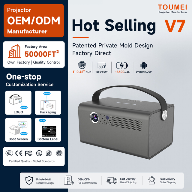 TOUMEI V7 Education Meeting Projector Manufacturer 600ANSI HD Dual HiFi Speaker Dustproof Long Life Projector