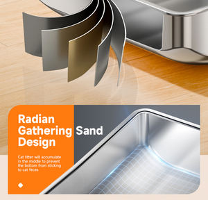 <span class=keywords><strong>Bac</strong></span> à litière pour <span class=keywords><strong>chat</strong></span> en acier inoxydable antirouille robuste avec plateau de contrôle des odeurs anti-éclaboussures et <span class=keywords><strong>tamis</strong></span> facile à nettoyer 20L Toilette pour animaux de compagnie - Product Image 4