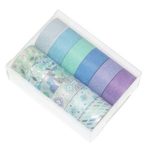 12 rollos <span class=keywords><strong>de</strong></span> cinta Washi <span class=keywords><strong>de</strong></span> tono azul con lámina <span class=keywords><strong>de</strong></span> plata decorativa DIY Scrapbooking diario suministros bala diario planificador pegatinas - Product Image 3