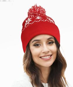 Party Gift <b>Red</b> Winter Skull 3D Embroidery Beach Xmas Deer Knitted Merry Christmas Beanie Hat - Product Image 4