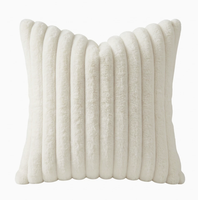 Housse de coussin en peluche style fourrure de lapin, côtelée, garnissage en coton PP, design carré moderne et minimaliste pour la décoration de Noël, coussin décoratif