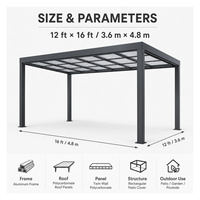 Pabellón Exterior Impermeable Personalizado, Pérgola con Estructura de Aluminio, Techo de Policarbonato, Gazebo de Jardín de Aluminio