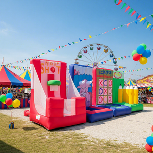 Offre Spéciale : Château Gonflable <span class=keywords><strong>4</strong></span>-en-1 pour Jeux de Carnaval, Jeux Sportifs Gonflables et Jeux de Tir au Basket pour Enfants - Product Image 1