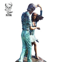 Sculpture Statue de Couple Dansant en Bronze Grandeur Nature, Figure Amoureuse en Métal Coulé Style Européen pour Décoration de Parc