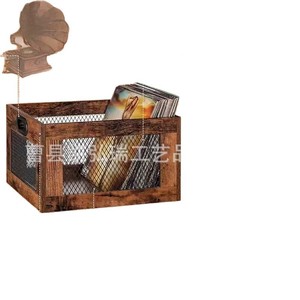 Wooden <b>record</b> <b>holder</b>, classic cube <b>record</b> organizer, brown vinyl <b>record</b> rack - Product Image 5