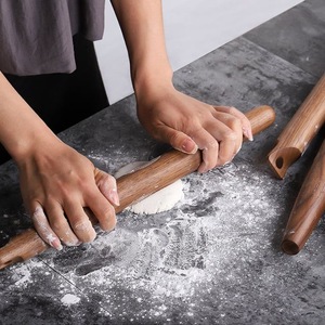 Tùy chỉnh nhiệm vụ nặng nề Đen Walnut gỗ cán <span class=keywords><strong>pin</strong></span> với kết thúc nhọn, treo lỗ & mịn kết thúc cho Baking Pastry bánh pizza bột - Product Image 5