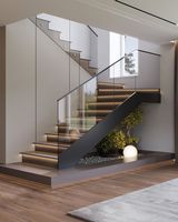 Escalier intérieur moderne en arc Villa Cercle Escalier rond incurvé Escalier garde-corps escalier en colimaçon design avec marches lumières LED
