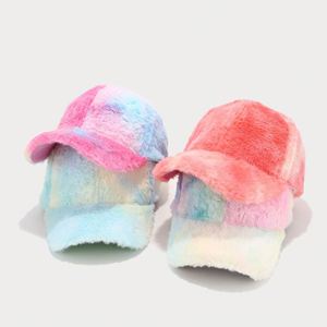 Winter New Arrival Fashion Women Trendy Hat <b>Tie</b> Dye Ombre Colour Furry Baseball Cap - Product Image 2