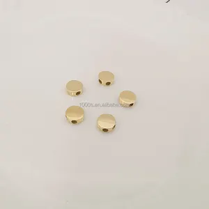 Perline di regolazione in oro reale 14k all'ingrosso accessori per gioielli di forma rotonda braccialetto per collana fai da te chiusura in oro massiccio